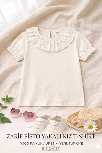 HEREN Vintage Stil Fisto Detaylı Kız Çocuk Beyaz Body - Şık Bebek Üst Giyim