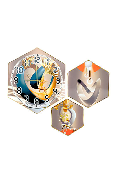 OEM Ceas romb de perete cu 3 elemente, design modern, mecanism silentios