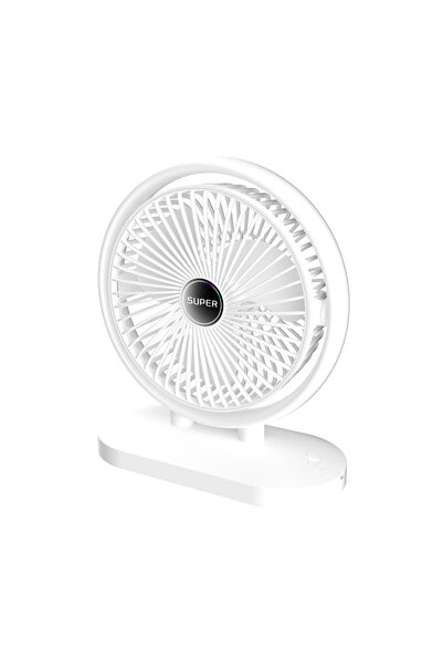 OEM Desk Fan, 3 Speeds, with USB-C Charging, Long Battery Life, White
