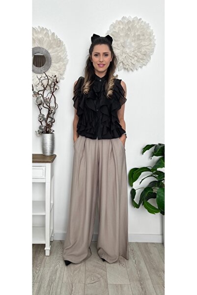 styleFlex Women's sleeveless cotton blouse with ruffles