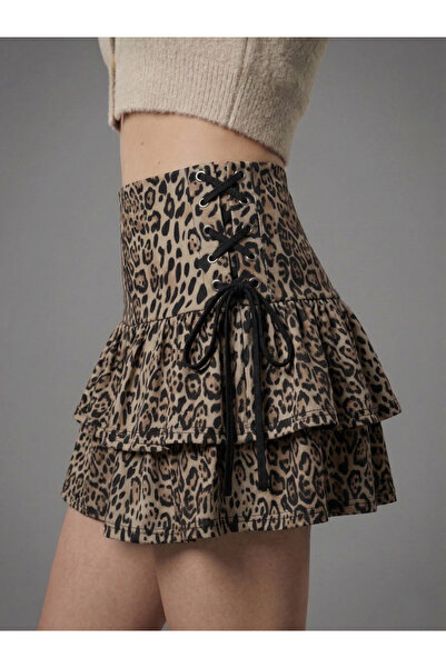 SLAW REZZ Fusta de damă cu legături laterale și detalii tip ochi de pasăre, c...