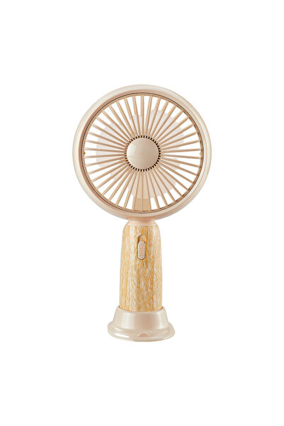 OEM Ventilator portabil 2 in 1, mana si birou, 2 viteze, USB-C, Lemn Deschis