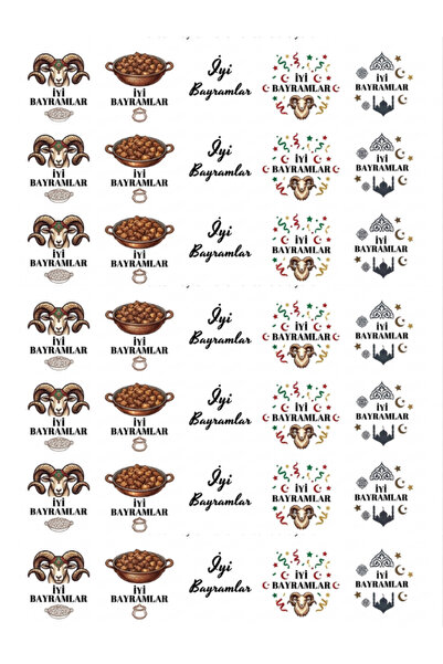 rprint Kurban Bayramı İyi bayramlar, yazılı sticker seti, 15 adet 3.5cm