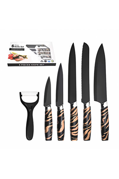 OEM 6-piece kitchen knife set with grater, stainless steel, ergonomic handles...