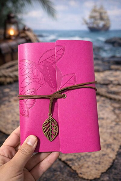 EMKSHOP Leaf Patterned Special Leather Notebook