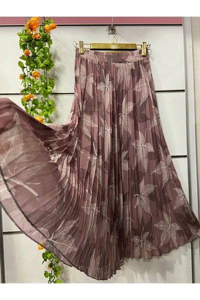 edu collection Patterned Chiffon Bohe Bell Skirt with Lining