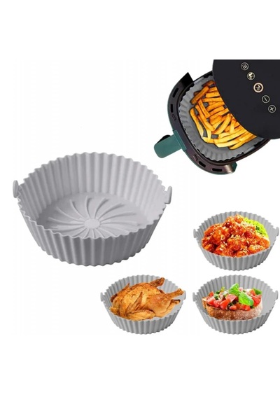MESADEA Air fryer basket, silicone, GREY, 20cm x 6.7 cm