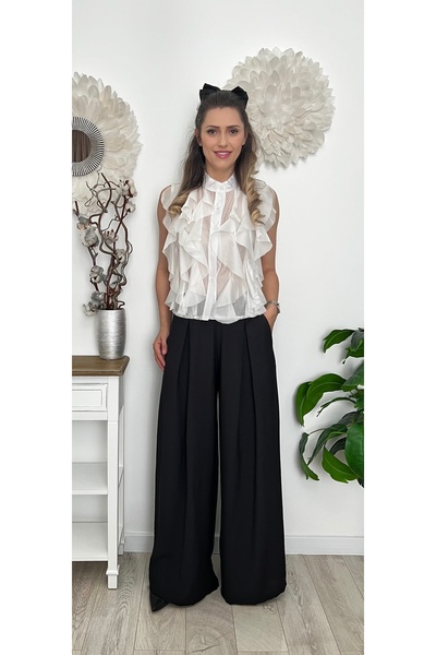 styleFlex Women's sleeveless cotton blouse with ruffles