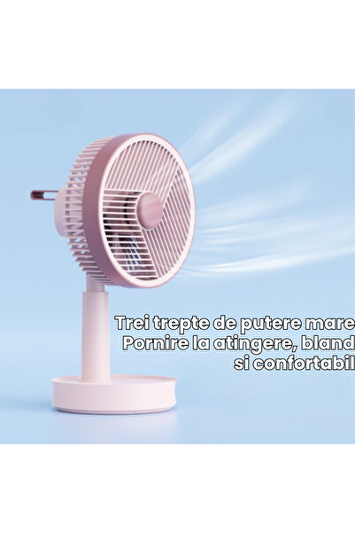 OEM Ventilator birou 2 in 1, cu agatare, 3 viteze, lumina veghe, USB-C, Verde Pastel