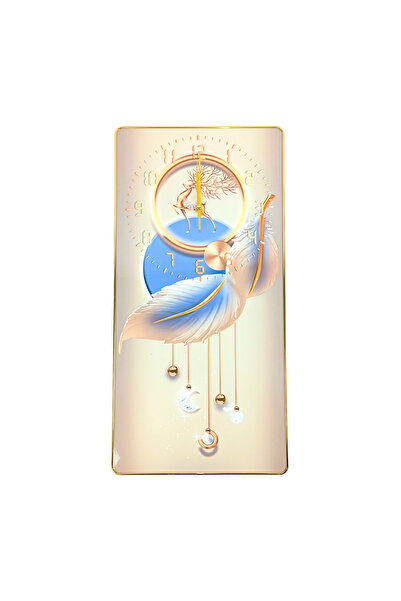 OEM Clock painting 60x30 cm, feathers, modern design