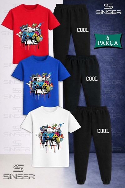 SS SİNSER Children's Unisex Game Time Cool 3-Piece T-Shirt Tracksuit Set