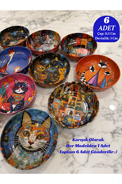 CHANCE GİFT Retro Style Cat Pattern Snack Bowl Sauce Bowl Food Container |   ...