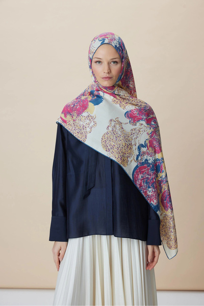 Maisa شال توفانا قطن حرير 70*190 سم - زهرة الرمان