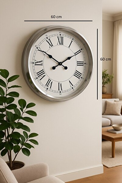 ForWhat 60cm Chrome Metal Prestige Wall Clock for Office Home Office Gift