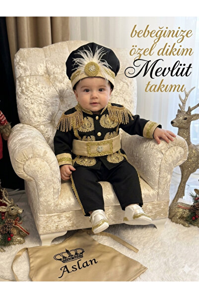 By Serpil Şener Özel Dikim Bebek Mevlüt Takımı (Siyah & Gold)