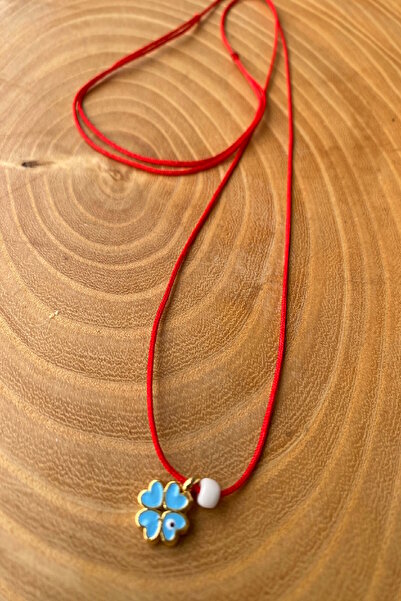 Shepidi Red String Clover Object Necklace for Luck and Abundance