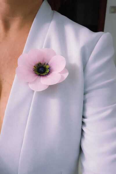 Cu Inima la Soare Pale Pink Anemone Flower Brooch Handmade – Elegant Women’s ...