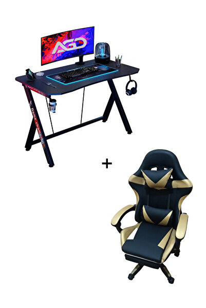 AGD طقم مكون من طاولة وكرسي للألعاب، كرسي دوار بظهر عالي قابل للإمالة ومسند ل...