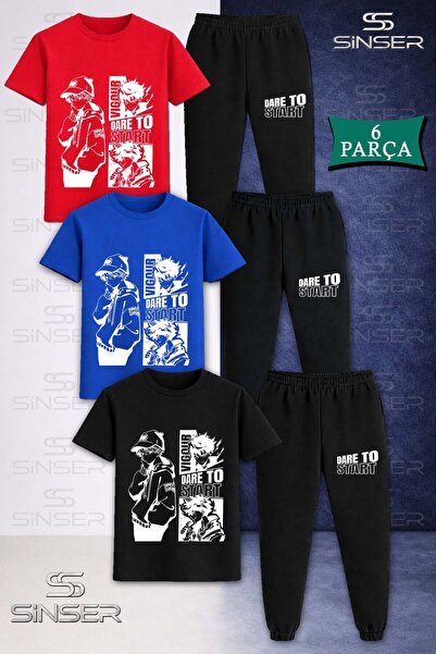 SS SİNSER Παιδικό Unisex Σετ φόρμας με μπλουζάκι 3 τεμαχίων DARE TO START WHITE