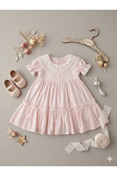 BEBİÇO KİDS DANTELLİ PEMBE ELBİSE
