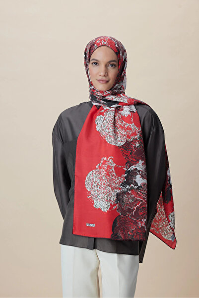 Maisa شال توفانا قطن حرير 70*190 سم - أحمر