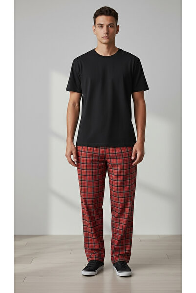 BİLGENS BUTİK Men's Milan Fabric Spring Summer Season Plaid Single Bottom