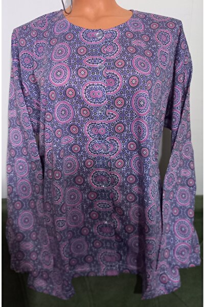 Anne بلوزة من القطن الممشط بطباعة ورقية من Er، بأزرار أمامية وأكمام طويلة، بت...