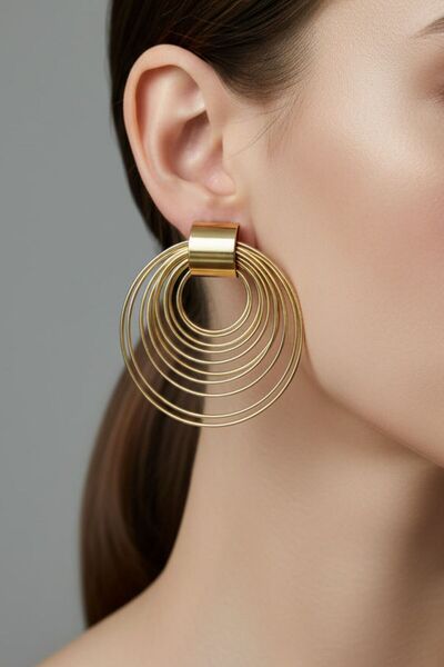 BHR AKSESUAR Gold Color Hoop Wire Earrings (4.5 cm)