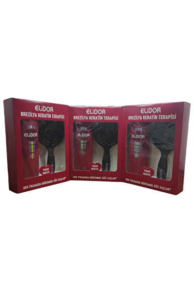 Elidor BREZİLYA KERATİN TERAPİSİ 400 ML ŞAMPUAN + TARAK HEDİYE ' Lİ SET X 3 ADET