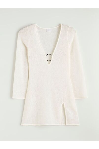 LC Waikiki V-Neck Ring Detailed Women's Beach Dress