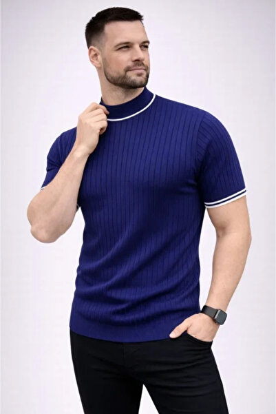 DRESSIFY WOMEN’S FASHION Ανδρικό πλεκτό μπλουζάκι με κοντό μανίκι, μοντέρνο κ...