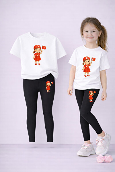 VODEXA Set de tricou și jambiere pentru fete, 100% bumbac, elastic, confortab...