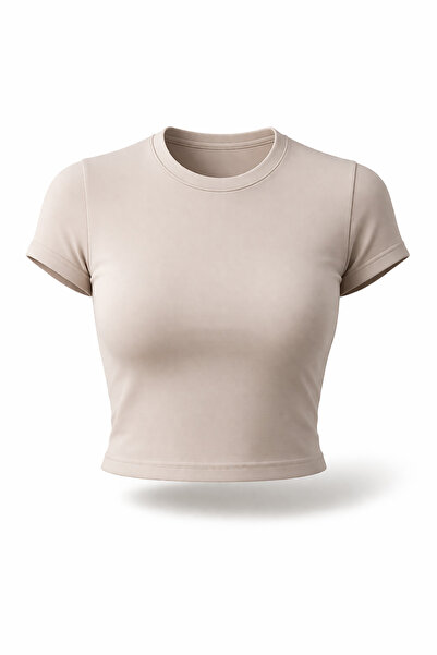 LAPS Women's Plain Crop T-Shirt Basic Cotton Lycra
