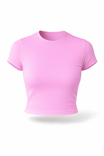 LAPS Women's Plain Crop T-Shirt Basic Cotton Lycra