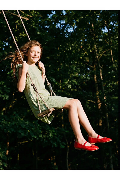 LC Waikiki LCW Kids Green okrugla kragna Haljina za devojčice sa volanima Bro...