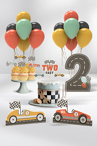Hey Parti Car Themed 2Nd Birthday Party Set - Birthday Concept with Balloons ...