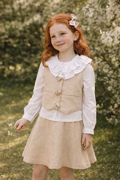 Little Baby Κοριτσίστικο Γιλέκο με Κέντημα, Φούστα & Πουκάμισο, Σετ 3 τεμαχίω...