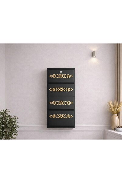 KARLI 4 LÜ KİLİTLİ ANTRASİT GOLD METAL AYAKKABILIK