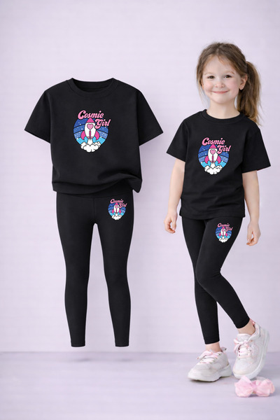 LORVEX Κοριτσίστικο μπλουζάκι και κολάν σετ 100% βαμβακερό ελαστικό άνετο καθ...