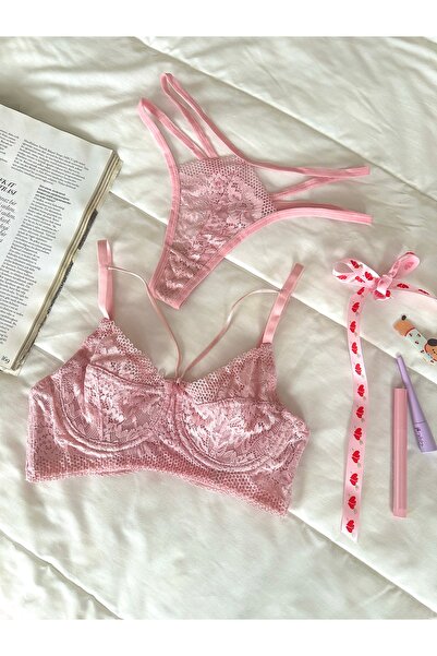 Feruzdesign İva Pink Underwire Bra Set