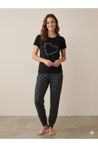 FAMES PİJAMA Summer Short Sleeve Women's Pajama Set