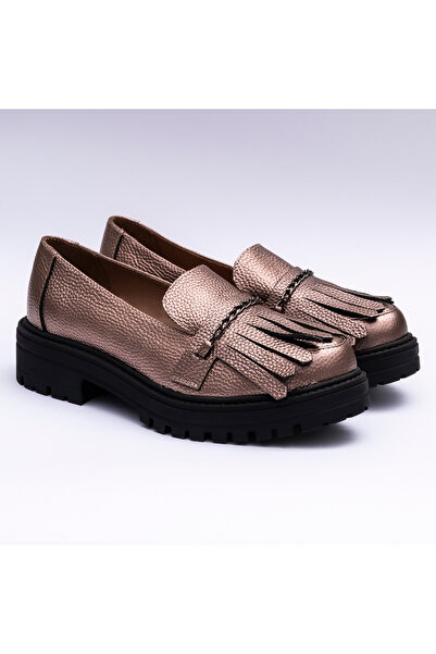 VAGAM Γυναικεία Γνήσια Δερμάτινα Μοκασίνια Ροζ Περλέ