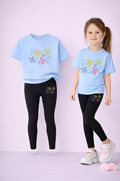 VODEXA Girl's T-Shirt Leggings Set 100% Cotton Flexible Comfortable Casual Sp...
