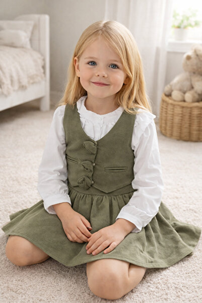 Little Baby Κοριτσίστικο Γιλέκο με Κέντημα, Φούστα & Πουκάμισο, Σετ 3 τεμαχίω...