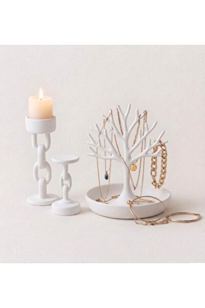 ARCANIUM Decorative Tree Jewelry Stand and Chain Design 2-Piece Candlestick S...