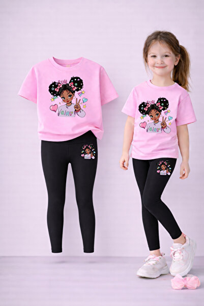 VODEXA Set de tricou și jambiere pentru fete, 100% bumbac, elastic, confortab...