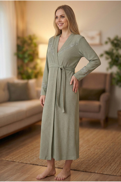 Lohussa New Season Green Elegant Lace Detailed Design Belted Summer Melissa D...