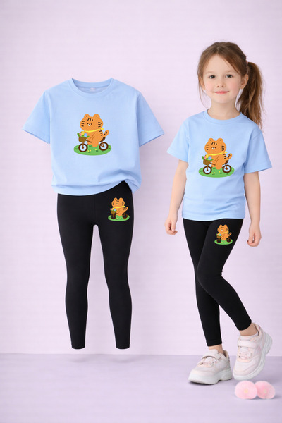 LORVEX Set de tricou și jambiere pentru fete, 100% bumbac, elastic, confortab...