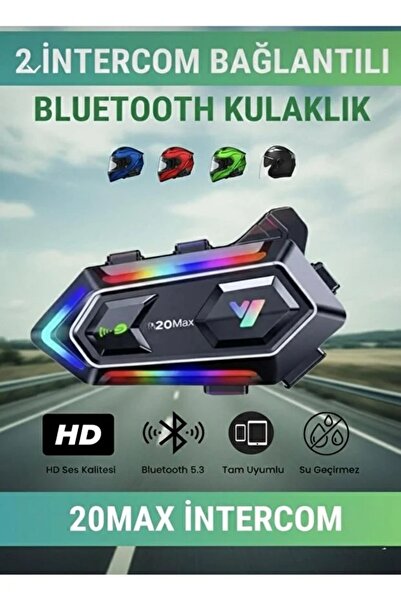 chimon Y20 MAX Telsiz Özellikli 5.3 Motosiklet Kask Kulaklık Intercom Işıklı ...