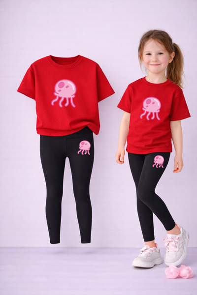 LORVEX Girl's T-Shirt Leggings Set 100% Cotton Flexible Comfortable Casual Sp...